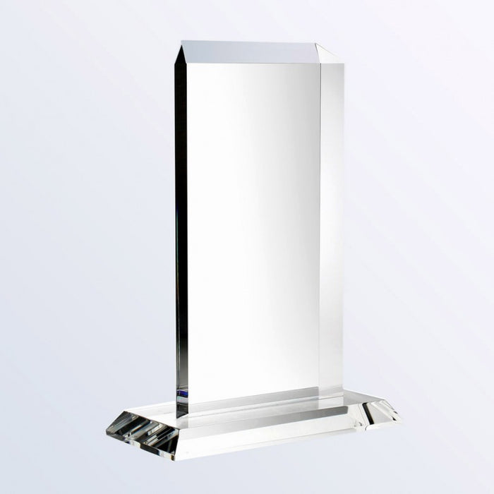 Optical Crystal Vertical Plaque Award with Base - Large
