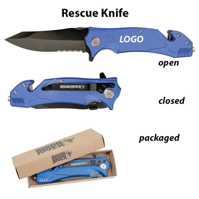 Blue Anodized   Aluminum Rescue Knife