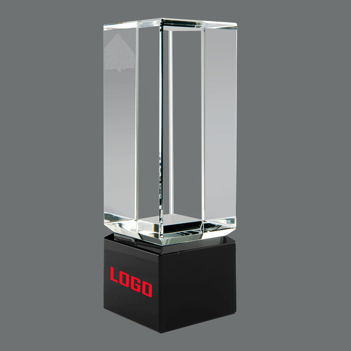 Clear Crystal Block on Black Crystal Base