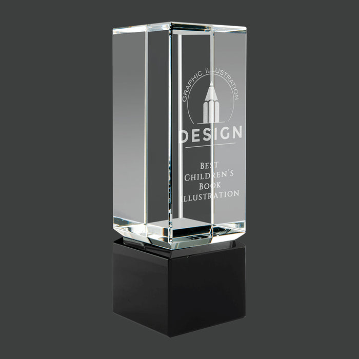 Clear Crystal Block on Black Crystal Base