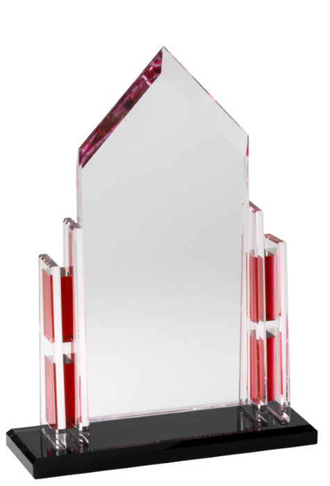 Mini Red Crystal Cathedral Award on Black Base