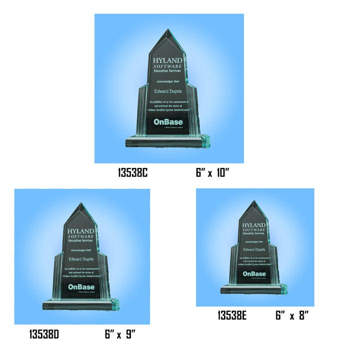 6" x 10" Spire  Cath Series Jade Acrylic with Jade Acrylic Base