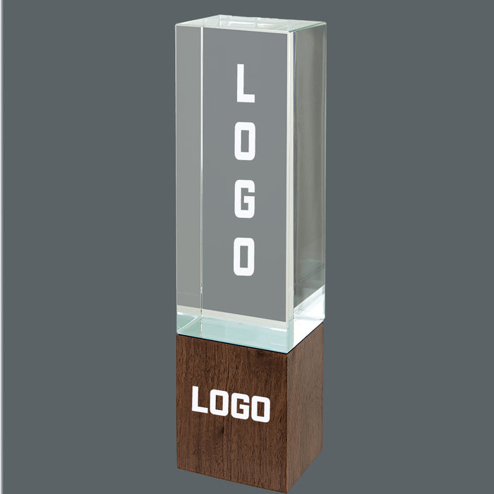 9 3/4" Rectangle Sierra Glass with Walnut Base