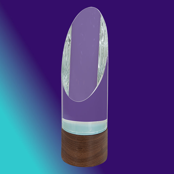 9 3/4" Cylinder Sierra Glass with Walnut Base