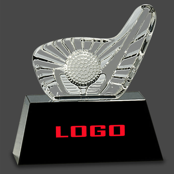 6" Crystal Golf Club & Ball on Black Base