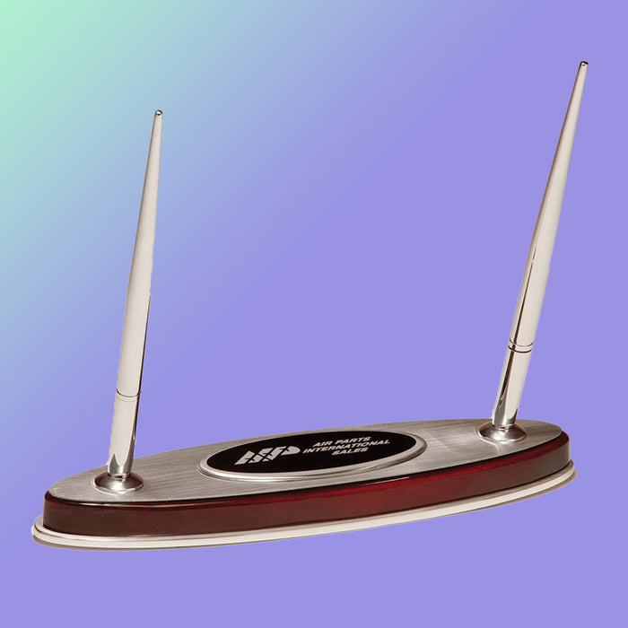 Rosewood Piano Finish Pen Set with Silver Aluminum Accents