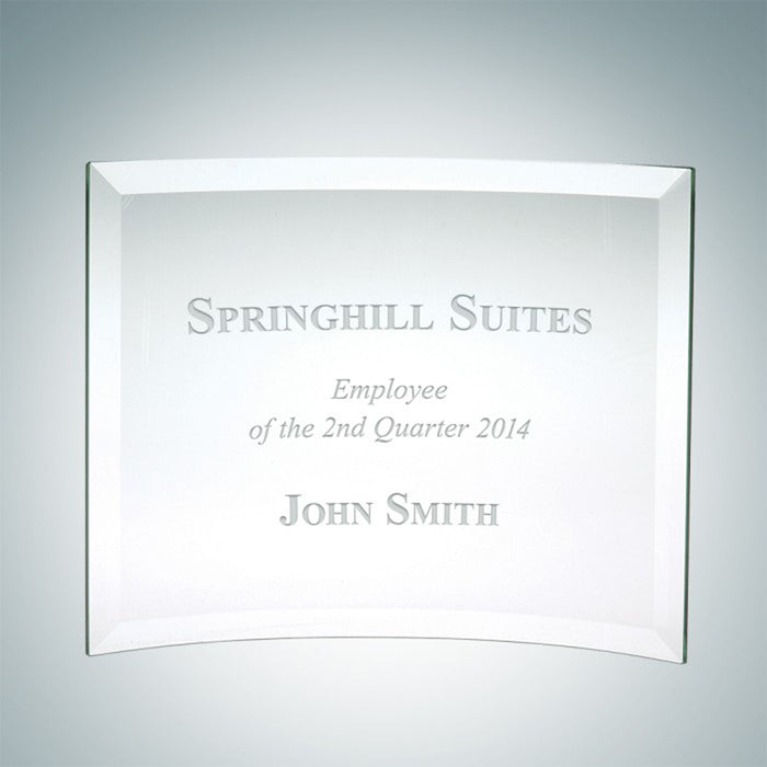 Beveled Jade Glass Curved Rectangle Award - Small