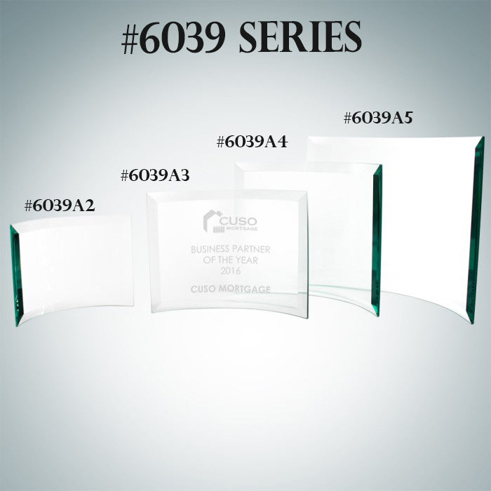 Beveled Jade Glass Curved Rectangle Award - Small