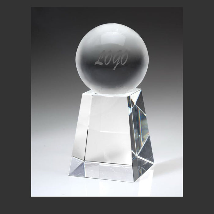 Small Optical Crystal Glaze Ball w/Clear Base Award