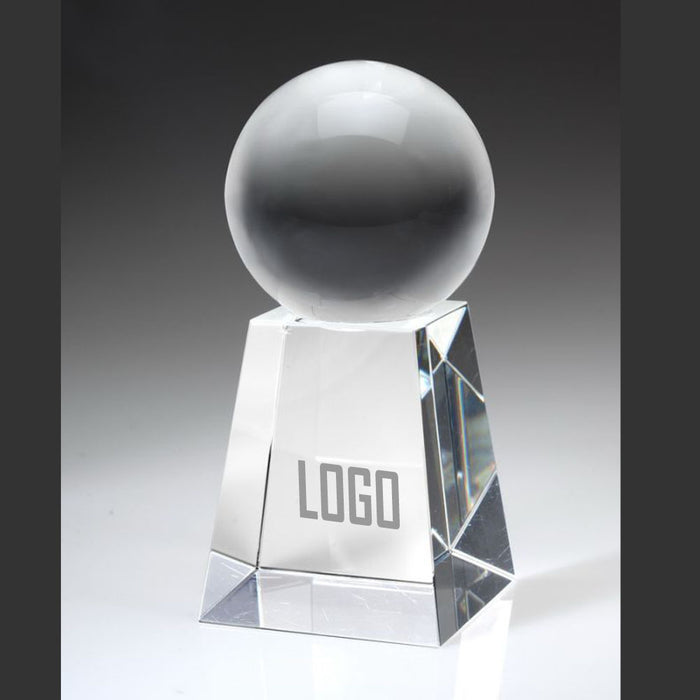 Medium Optical Crystal Glaze Ball w/Clear Base Award .