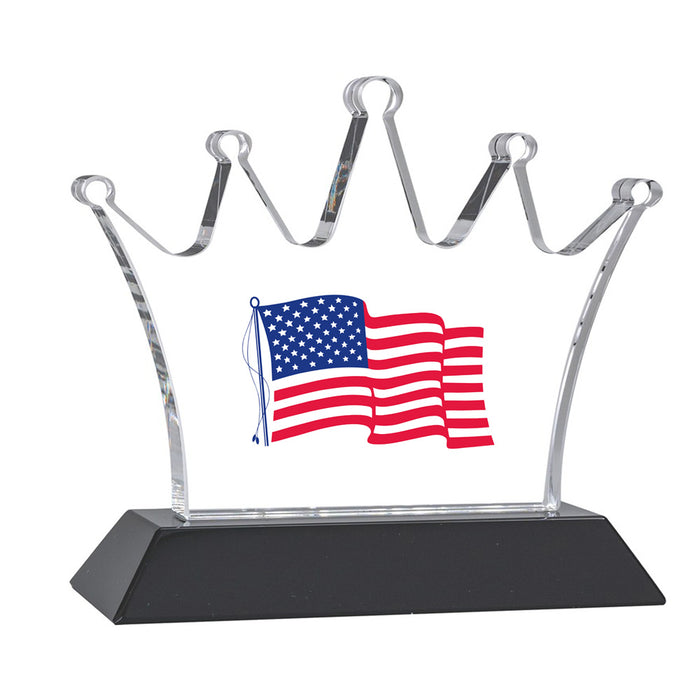 Elegant Crystal Crown Award on Black Glass Base