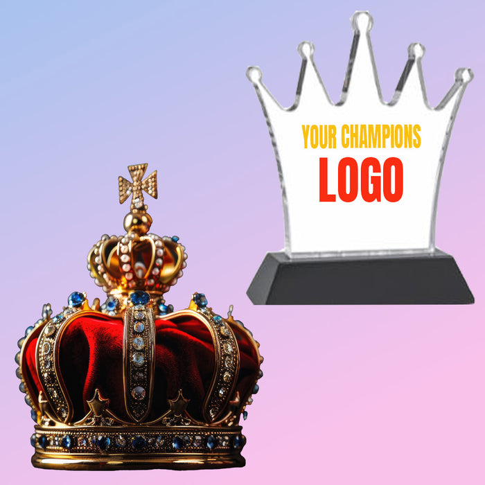 Elegant Crystal Crown Award on Black Glass Base