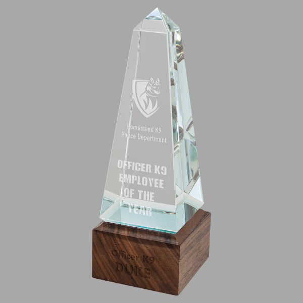 9" Obelisk Sierra Glass with Walnut Base