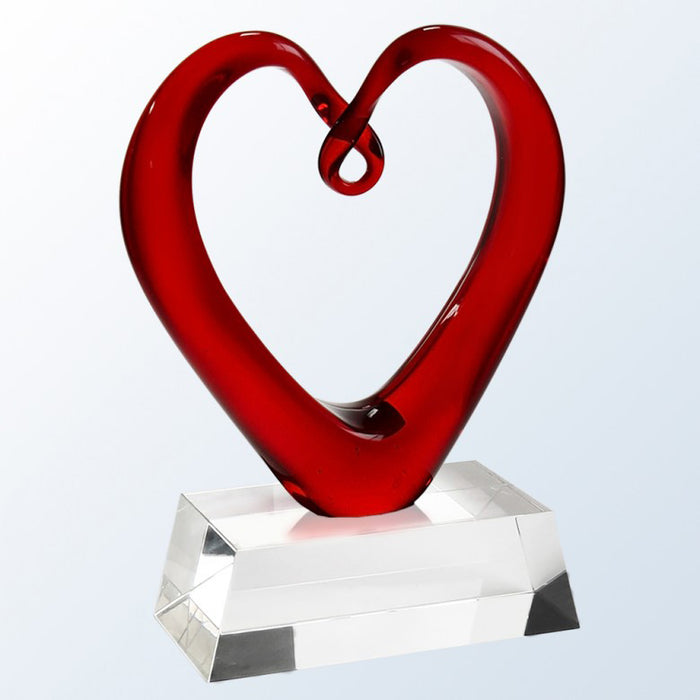Red Hand Blown Art Glass Award on Clear Base