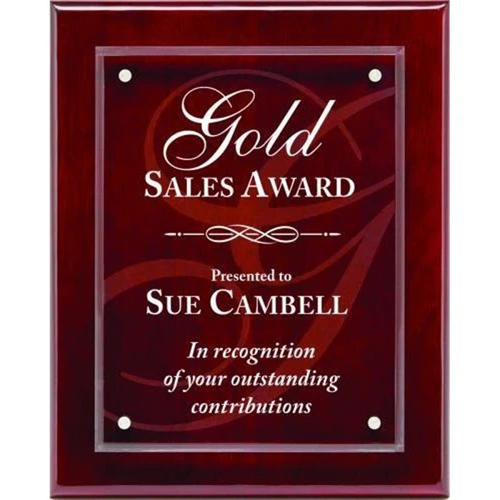 Rosewood Piano Finish Floating Acrylic Plaque - Large.