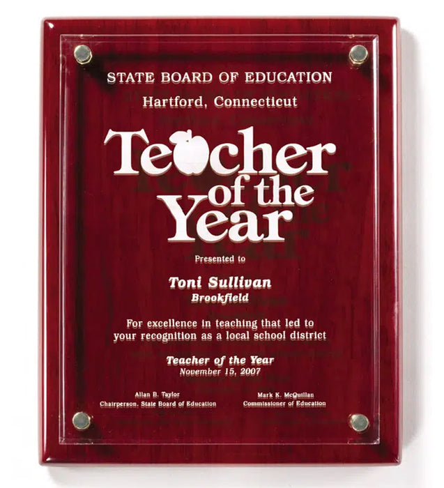 Rosewood Piano Finish Floating Acrylic Plaque - Large.