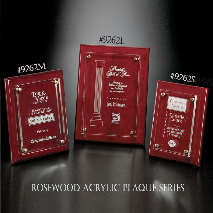 Rosewood Piano Finish Floating Acrylic Plaque - Large.