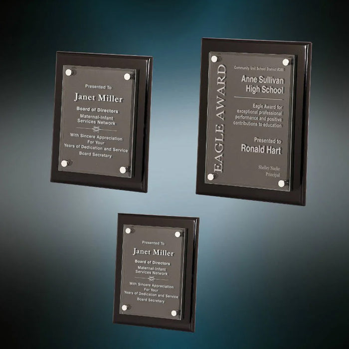 Black Piano Finish Floating Acrylic Plaque - Large