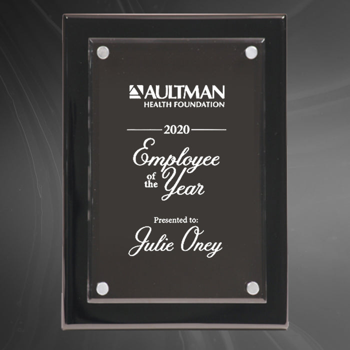 Black Piano Finish Floating Acrylic Plaque - Medium.