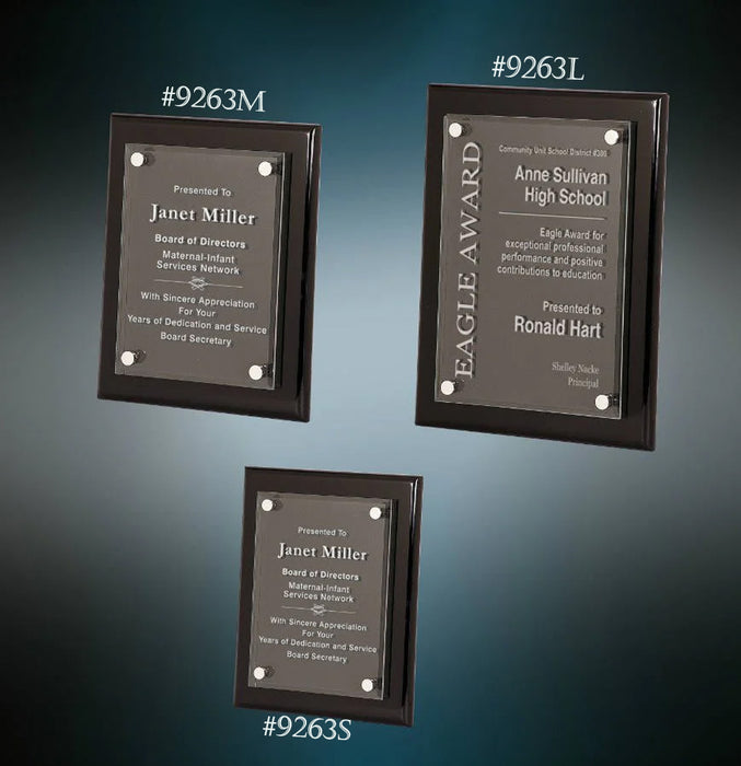 Black Piano Finish Floating Acrylic Plaque - Medium.