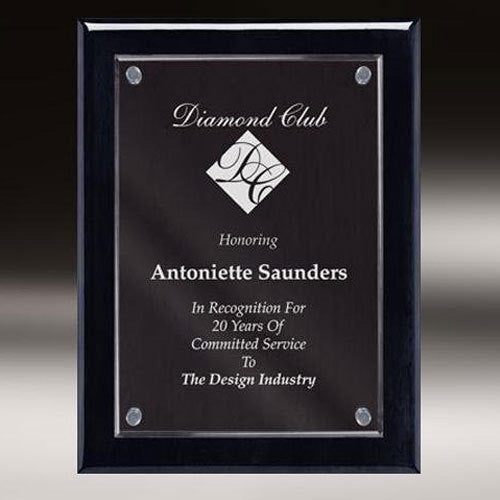 Black Piano Finish Floating Acrylic Plaque - Small
