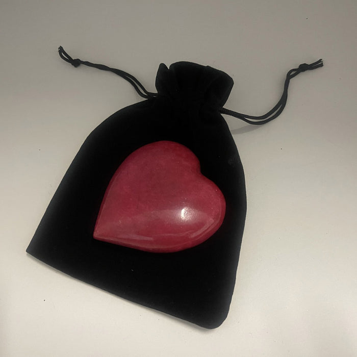 Red Marble Heart  Paperweight in Velvet Pouch