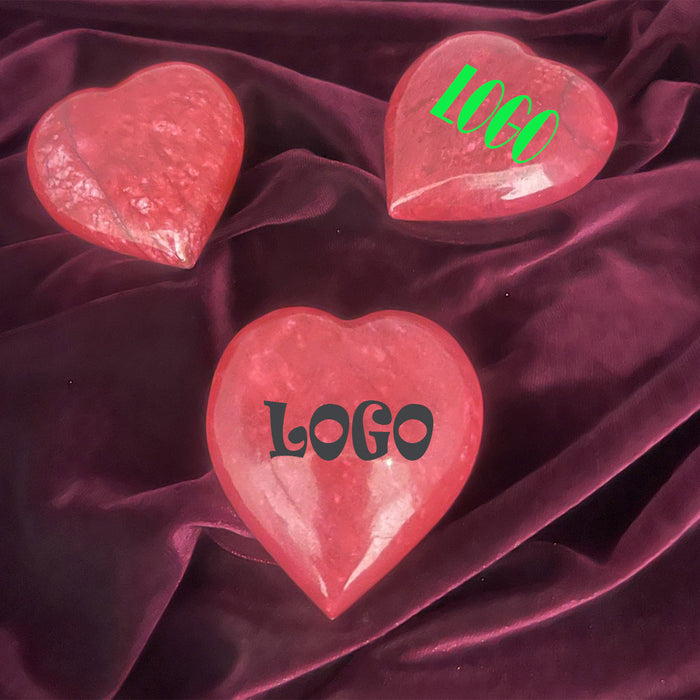 Red Marble Heart  Paperweight in Velvet Pouch