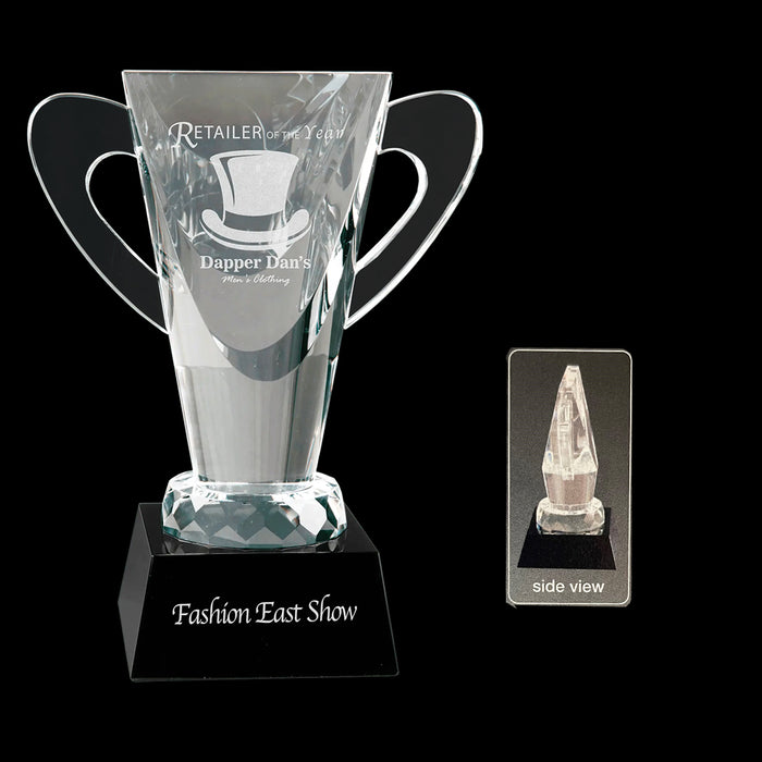 6-1/2" Optical Crystal Cup on Black Pedestal Base.