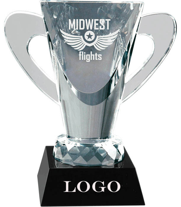 6-1/2" Optical Crystal Cup on Black Pedestal Base.