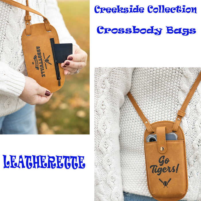 Creekside Collection Leatherette Crossbody Bag- Light Brown-
