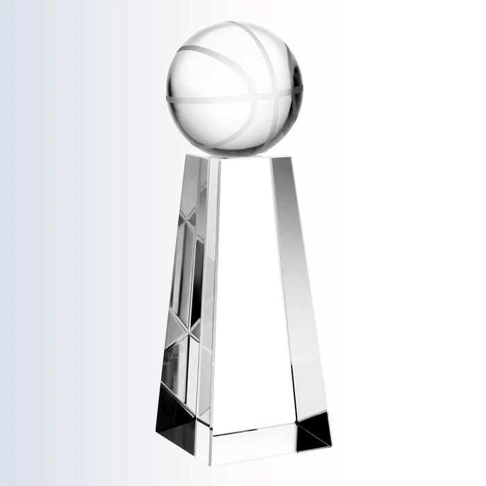 Optical Crystal Basketball Trophy with Tall Base - Medium