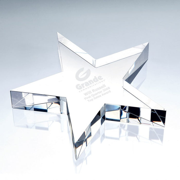 Optical Crystal Flat Star Paperweight - Large