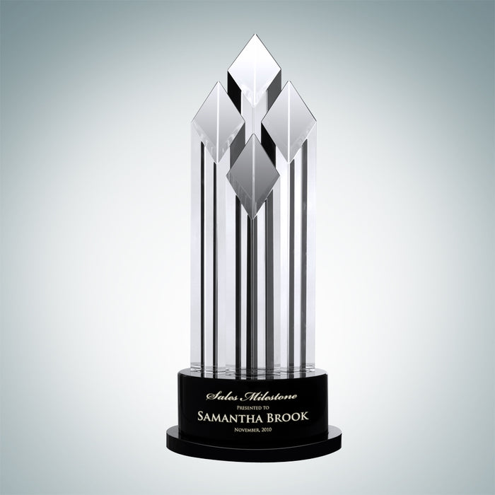 President Diamond Optical Crystal Award with Black Round Crystal Base