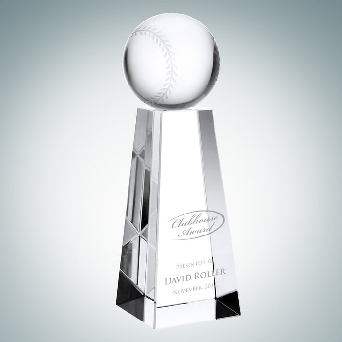 Optical Crystal Tennis Trophy with Tall Base - Small