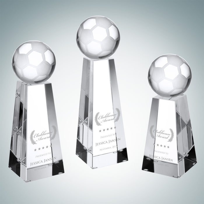Optical Crystal Tennis Trophy with Tall Base - Small