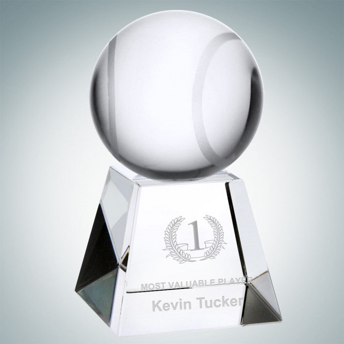 Optical Crystal Baseball Trophy with Short Base - Small