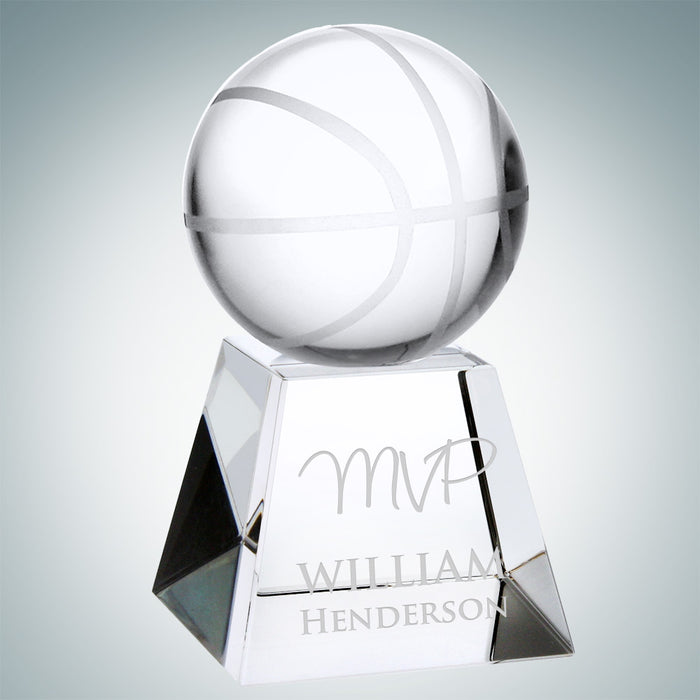 Optical Crystal Volley Ball Trophy with Short Base - Small
