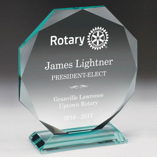 Faceted Octagon Jade Glass Award - Medium