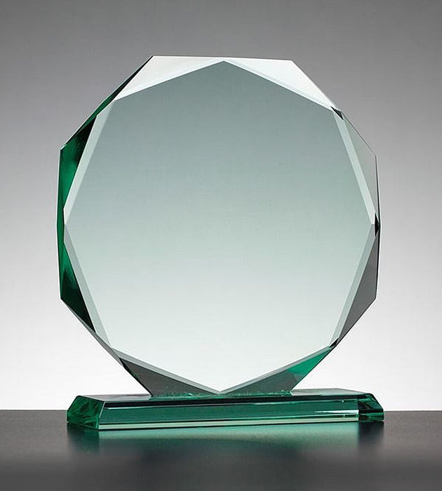 Faceted Octagon Jade Glass Award - Medium