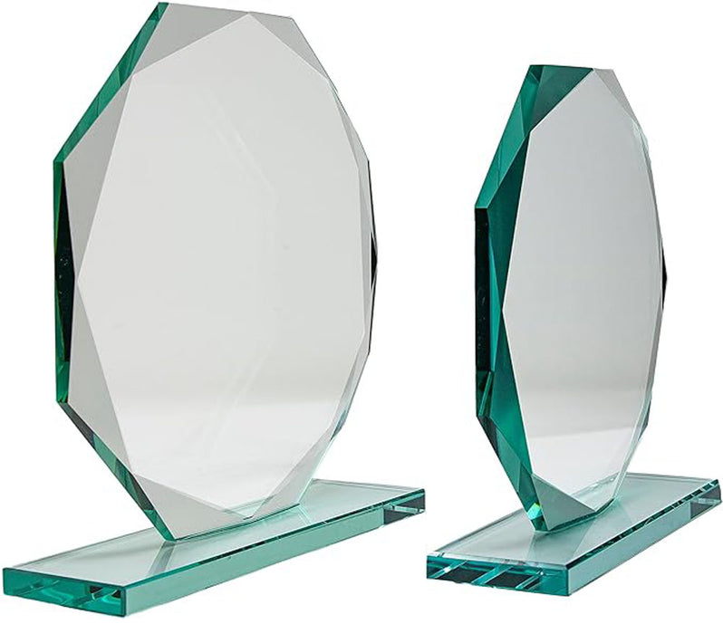 Faceted Octagon Jade Glass Award - Medium
